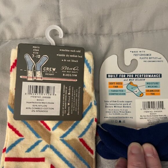 NWT Blue Q Socks Bundle 2 total Men's L-XL Crew Sneaker Fun Socks NEW Gifts $30 - Picture 4 of 13